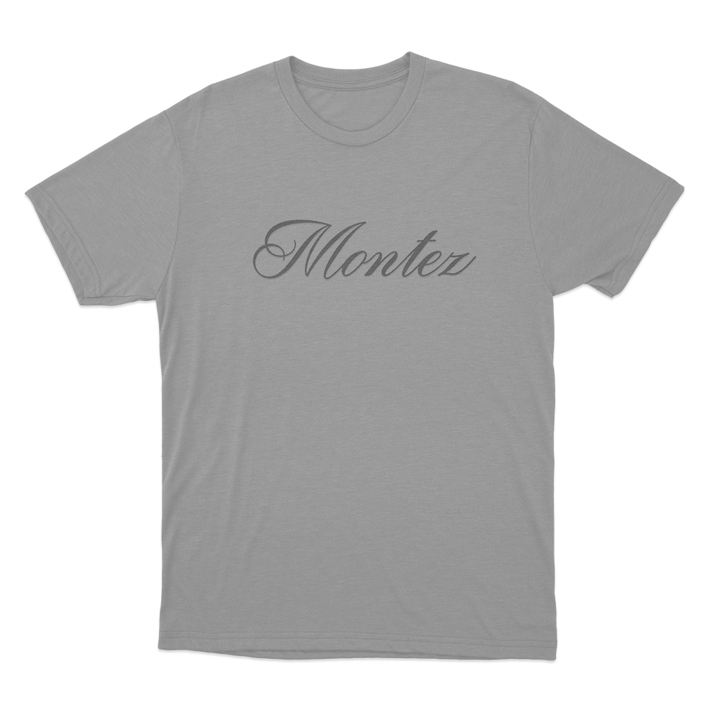 Montez Signature Logo Unisex T Shirt Grey Montez Signature Logo Unisex T Shirt Grey
