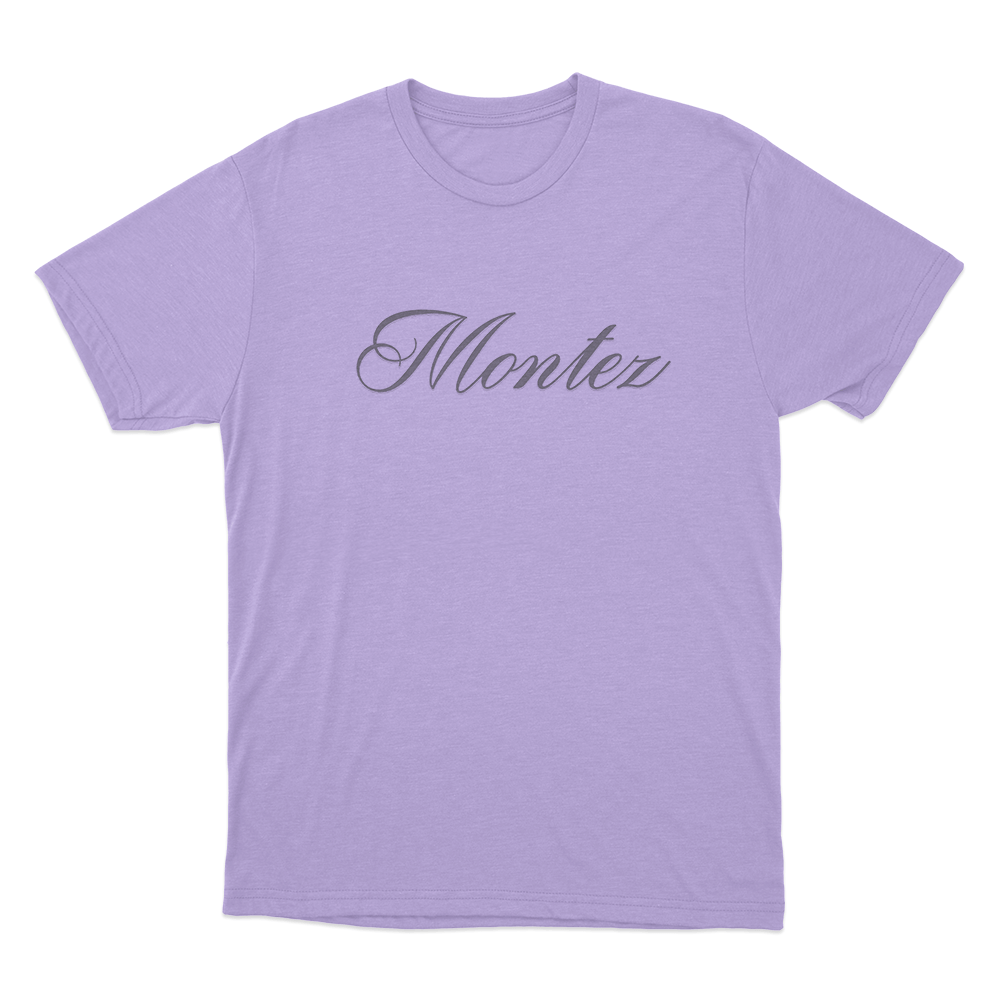 Montez Signature Logo Unisex T Shirt Purple Montez Signature Logo Unisex T Shirt Purple