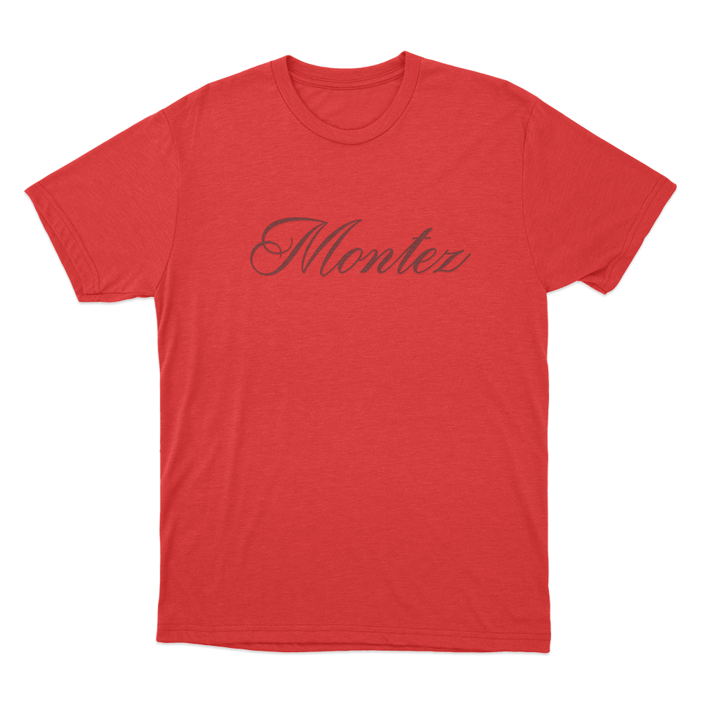 Montez Signature Logo Unisex T Shirt Red Montez Signature Logo Unisex T Shirt Red