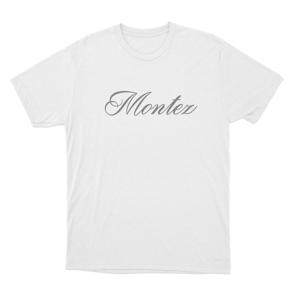 Montez Signature Logo Unisex T Shirt White Montez Signature Logo Unisex T Shirt White