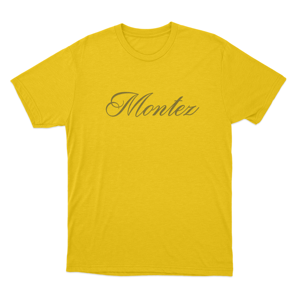 Montez Signature Logo Unisex T Shirt Yellow Montez Signature Logo Unisex T Shirt Yellow